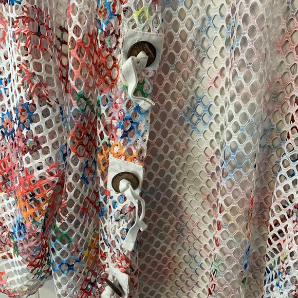 Kaktus Large Mesh Button Up Floral Print Multicolored Size Extra Large - Picture 3 of 6